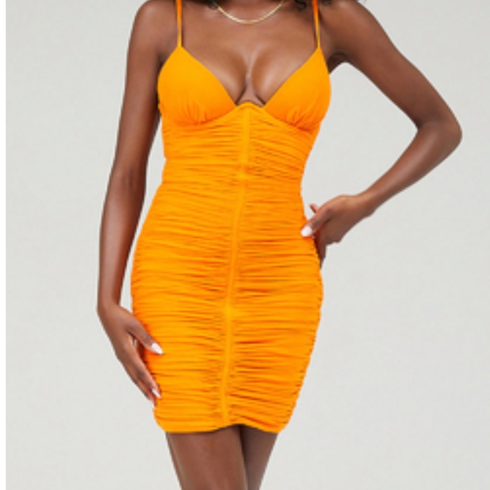 Orange fitted dress
